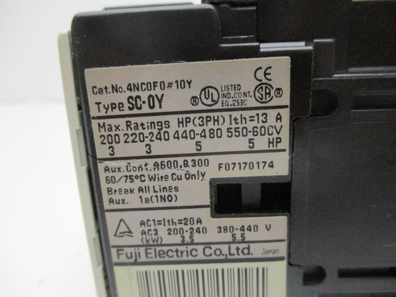 FUJI ELECTRIC 4NC0F0#10Y SC-0Y CONTACTOR 200-240VAC NSNP