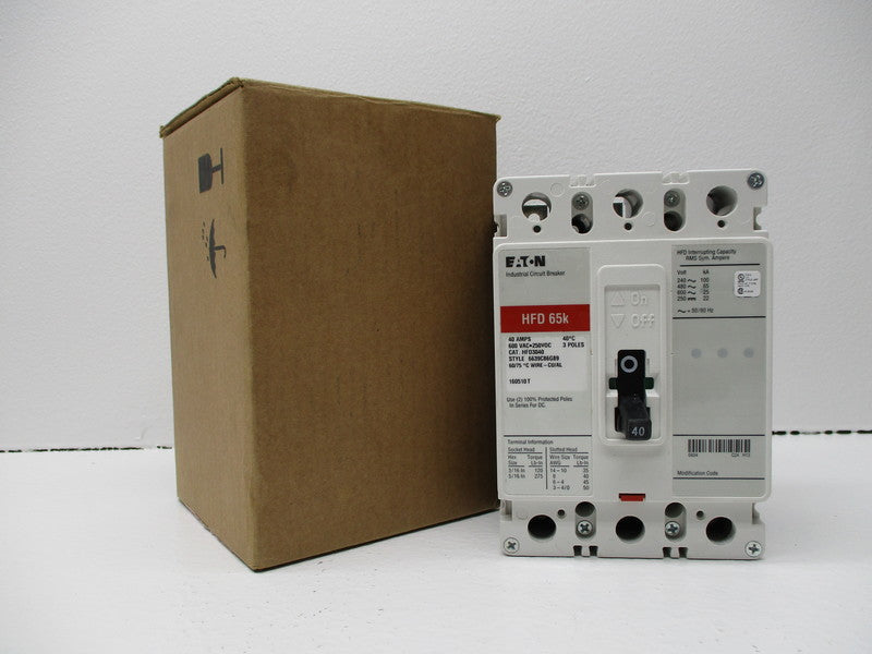EATON HFD3040 CIRCUIT BREAKER 40A 600VAC NSMP