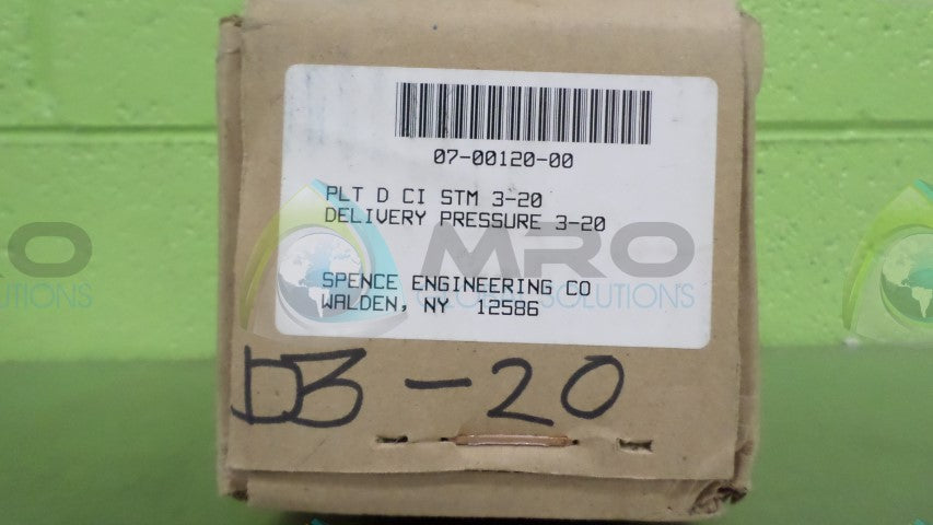 SPENCE ENGINEERING CO. 07-00120-00 VALVE *FACTORY SEALED*