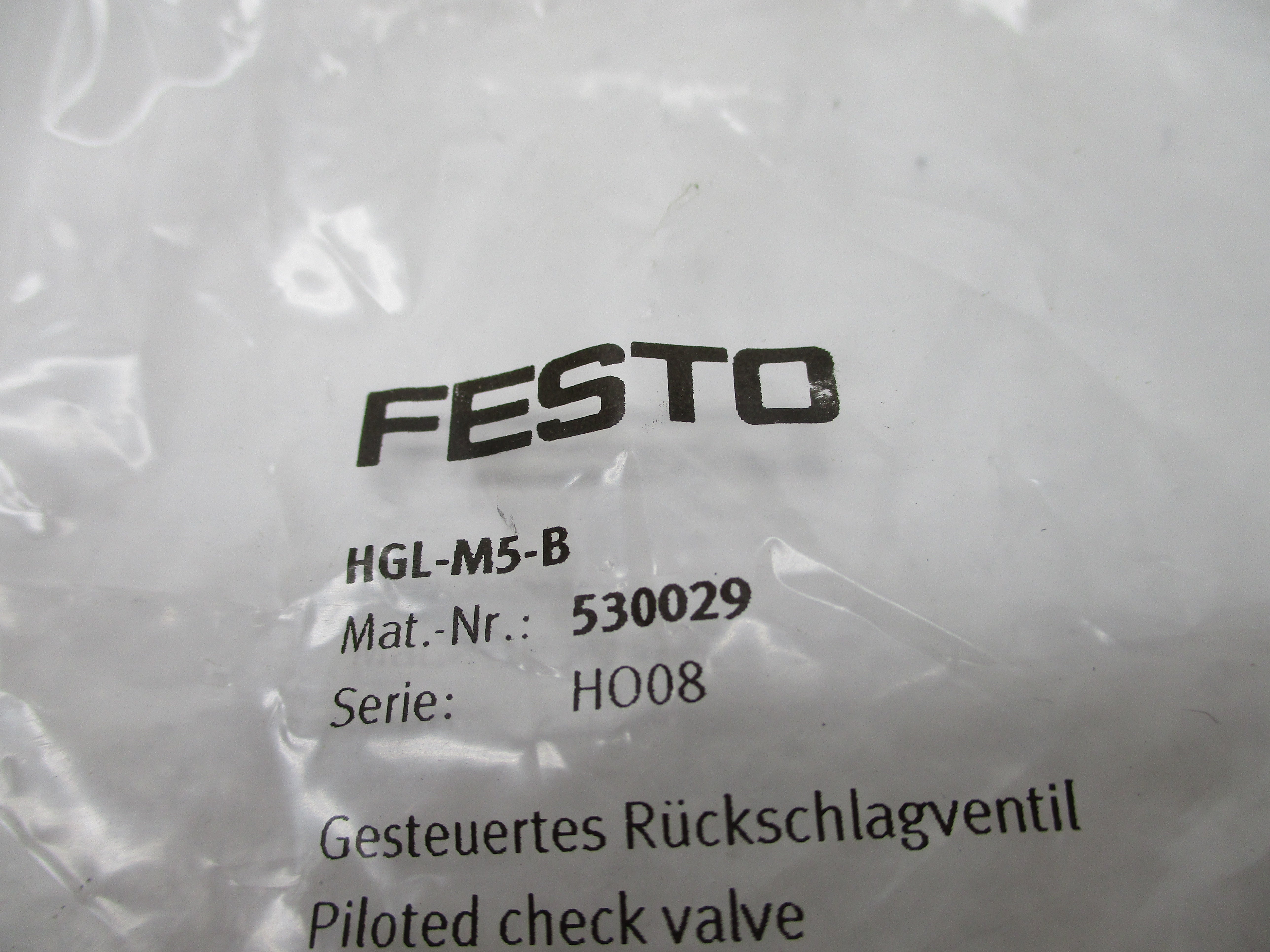 FESTO HGL-M5-B NON-RETURN VALVE * NEW IN FACTORY BAG *