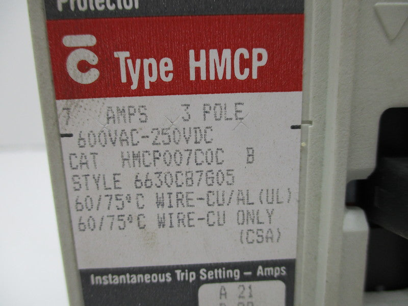 WESTINGHOUSE HMCP007C0CB CIRCUIT BREAKER 7A 600VAC/250VDC NSNP