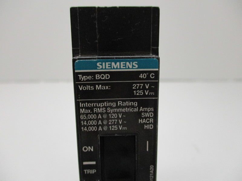 SIEMENS BQD120 CIRCUIT BREAKER 20A 120/277V NSNP