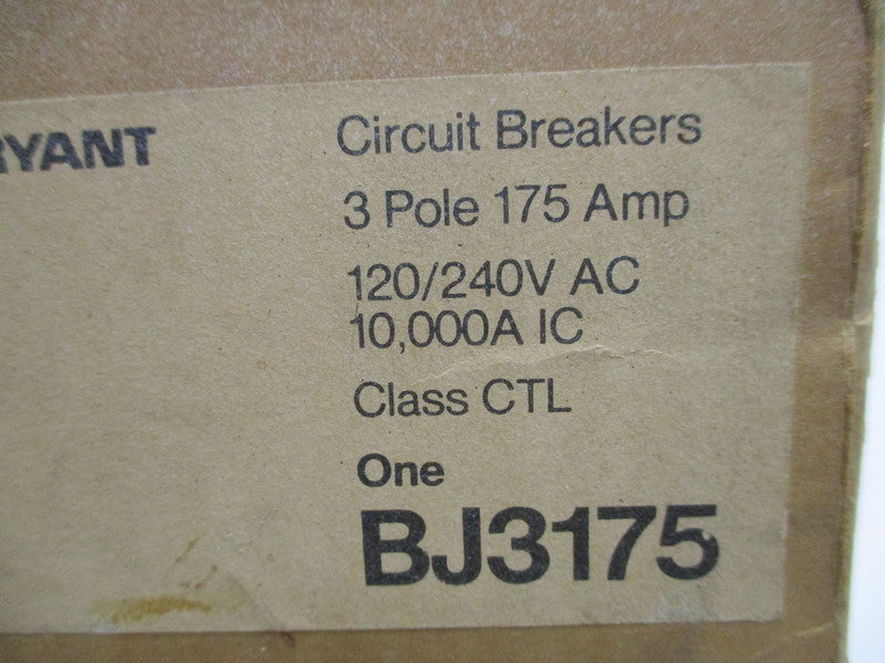 BRYANT BJ3175 CIRCUIT BREAKER 175A 120/240VAC NSMP