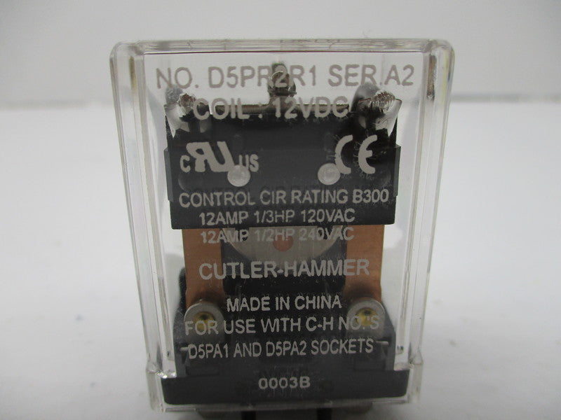 CUTLER HAMMER D5PR2R1 RELAY SER. A2 12VDC UNMP