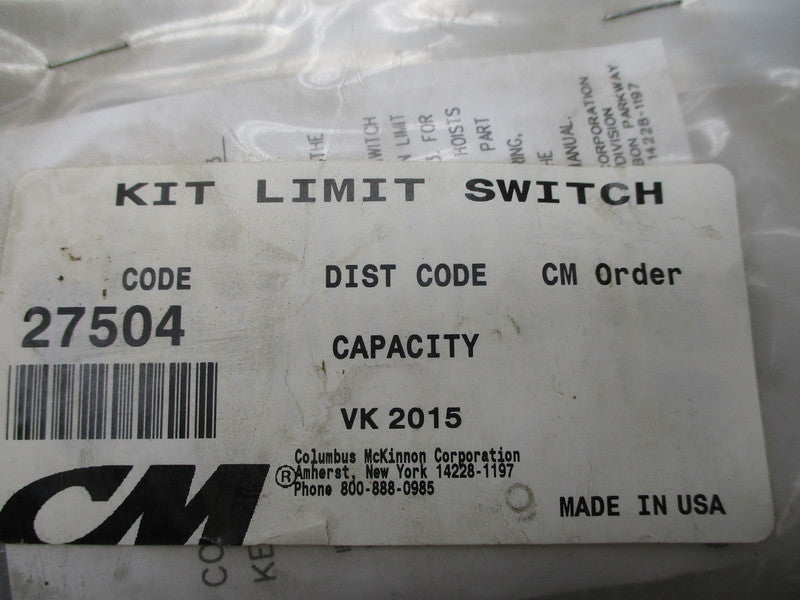 COLUMBUS MCKINNON 27504 * NEW IN FACTORY BAG *