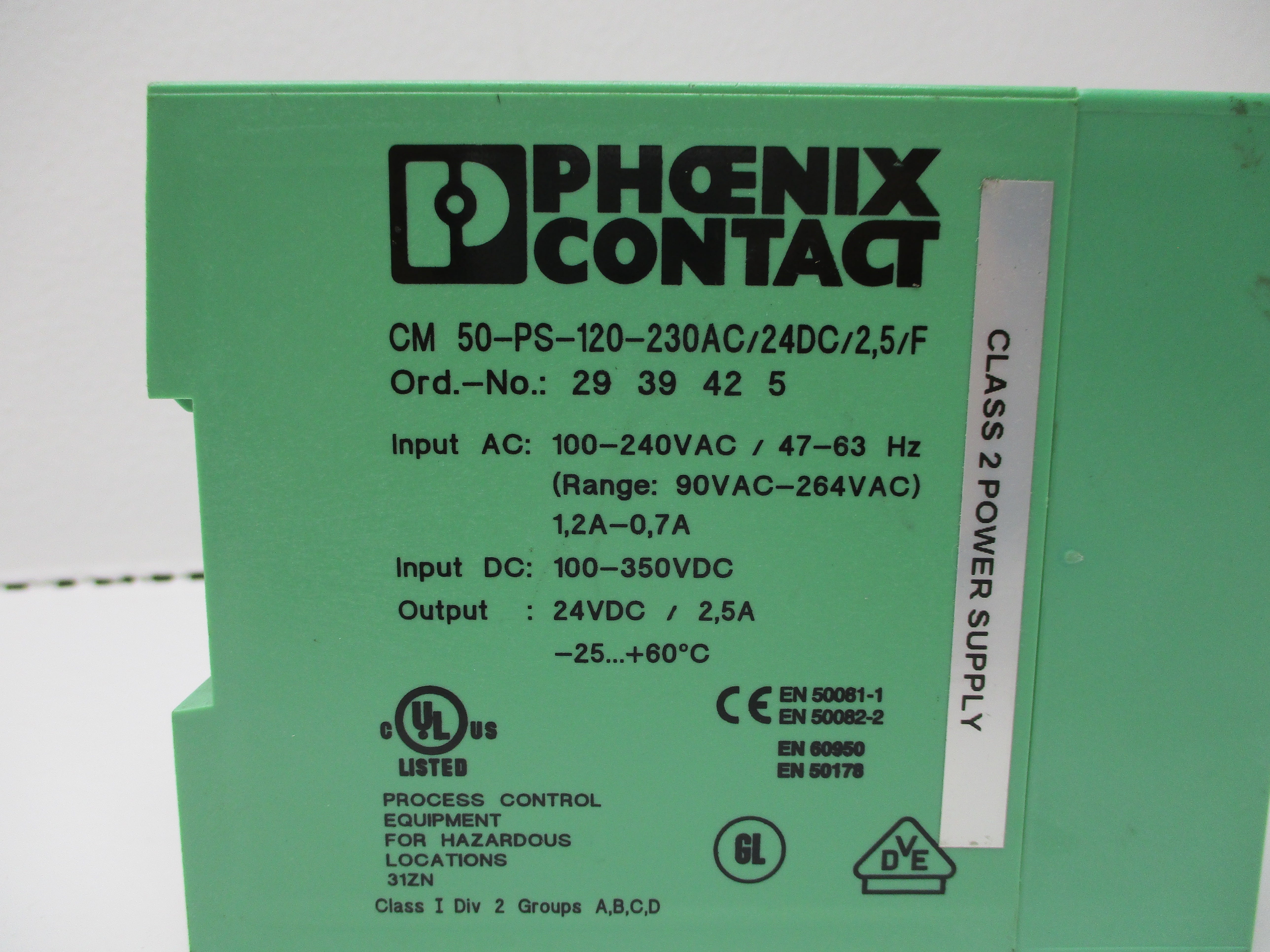 PHOENIX CONTACT CM50-PS-120-230AC/24DC/2,5/F POWER SUPPLY 2939425 *NEW NO BOX*