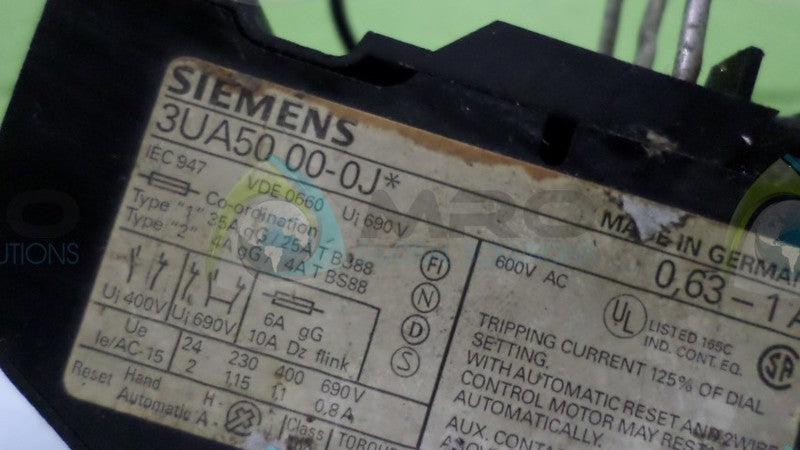 SIEMENS 3UA50-00-0J RELAY  UNMP