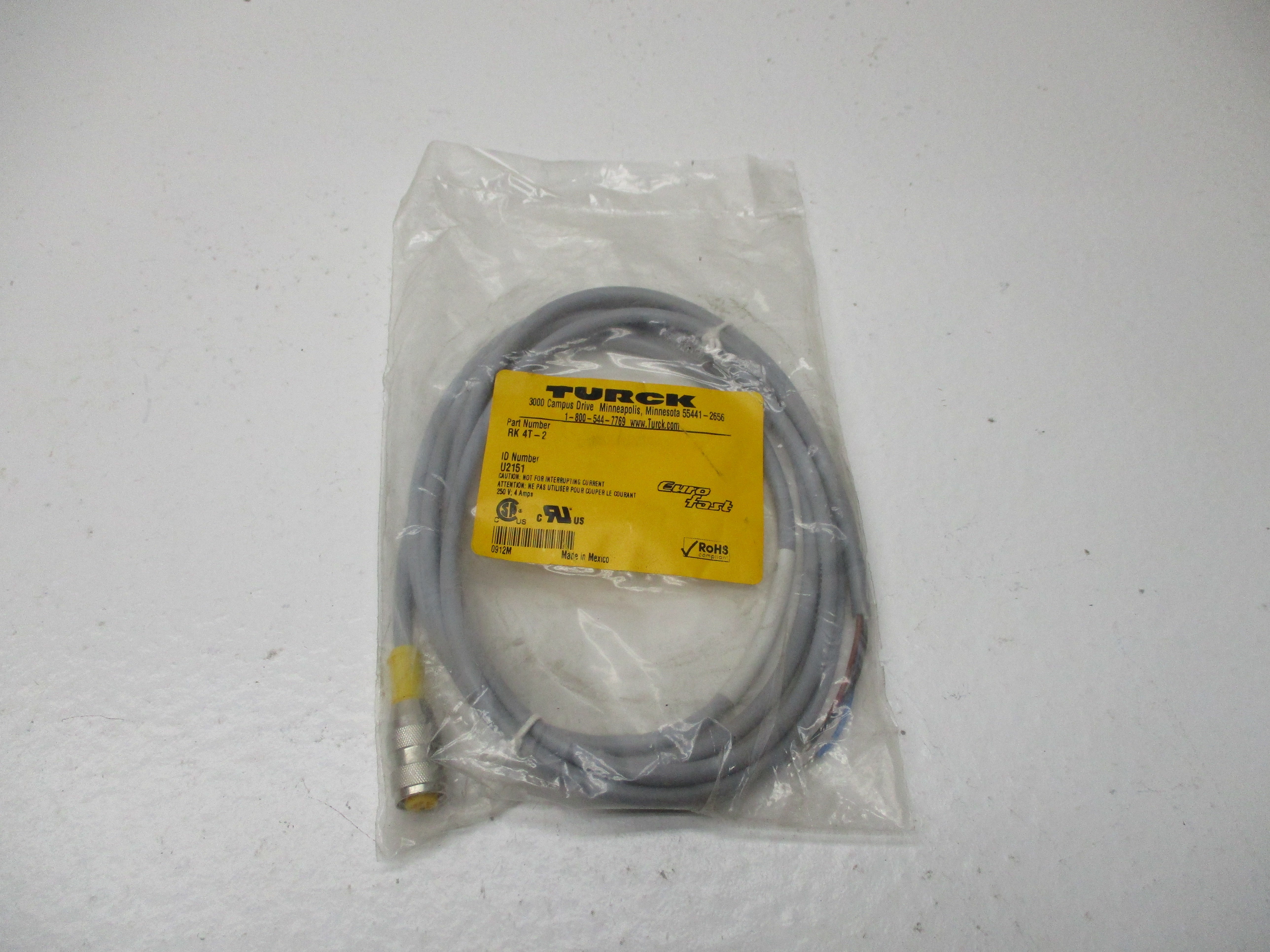 TURCK RK4T-20 EUROFAST MOLDED CORDSET *NEW IN FACTORY BAG*