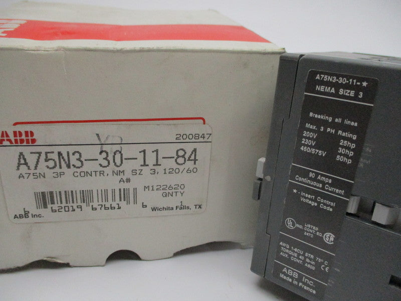 ABB A75N3-30-11-84 CONTACTOR 110/120V NSMP
