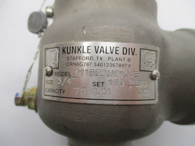 KUNKLE VALVE 911BEDM01AJE0150 NSMP
