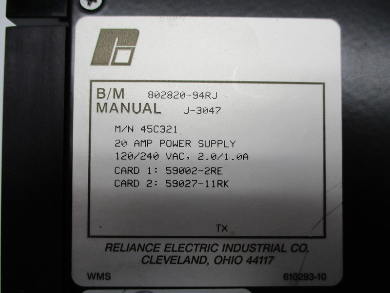 RELIANCE ELECTRIC 45C321 240VAC 2.0A UNMP
