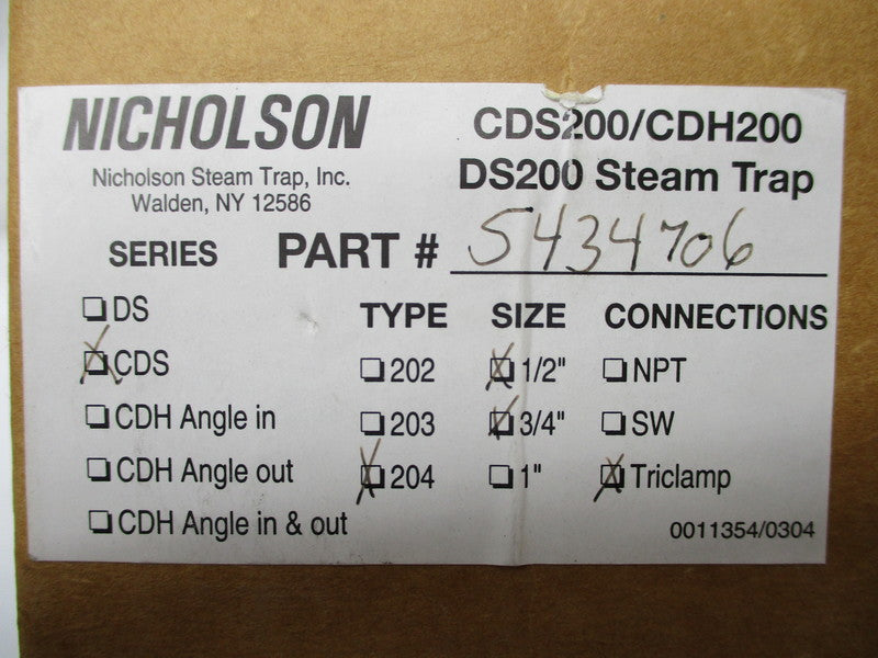 NICHOLSON 5434706 CDS204 NSMP