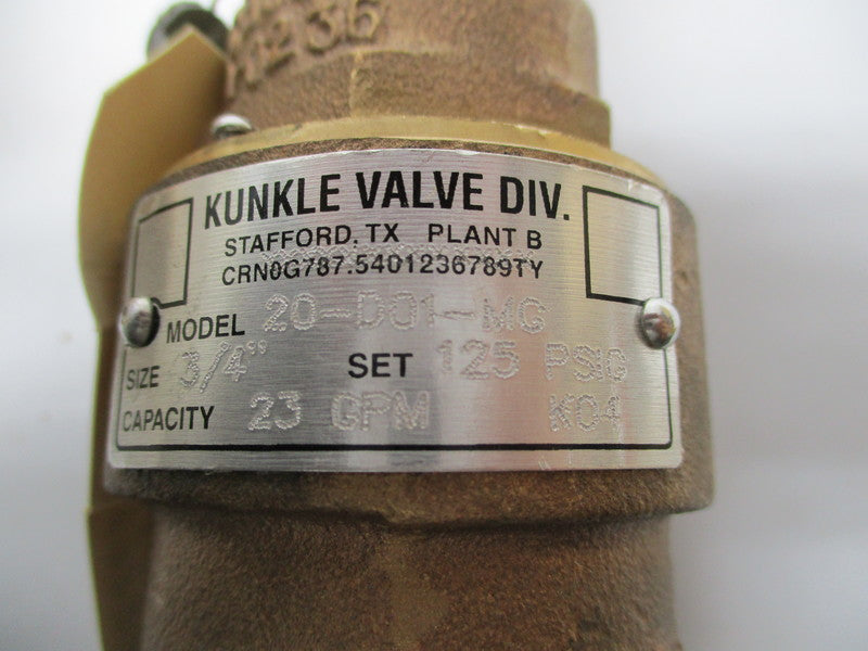 KUNKLE VALVE 0020-D01-MG0125 NSMP
