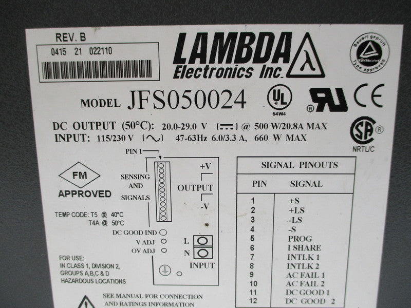 LAMBDA ELECTRONICS JFS050024 NSNP