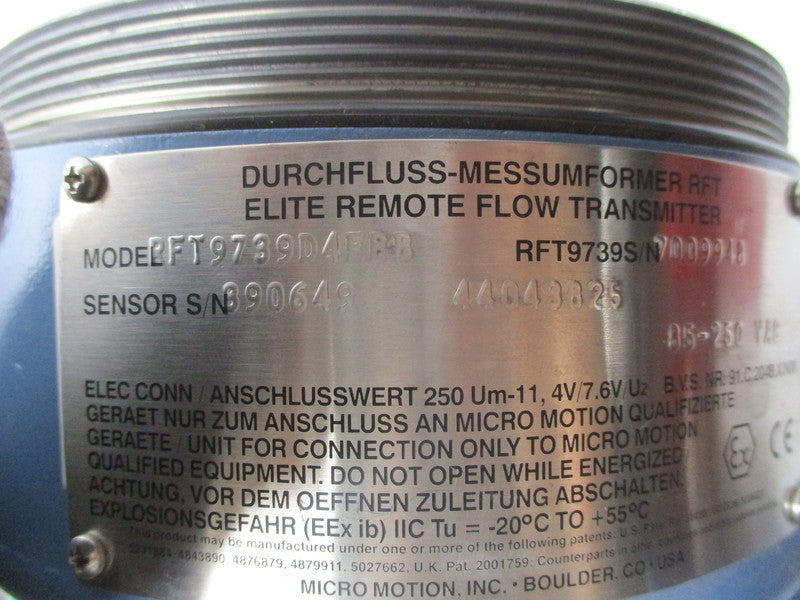MICRO MOTION RFT9739D4EBB (AS PICTURED) UNMP