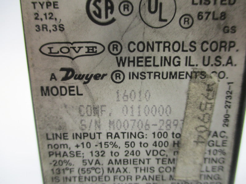 LOVE CONTROLS DWYER 16010 UNMP