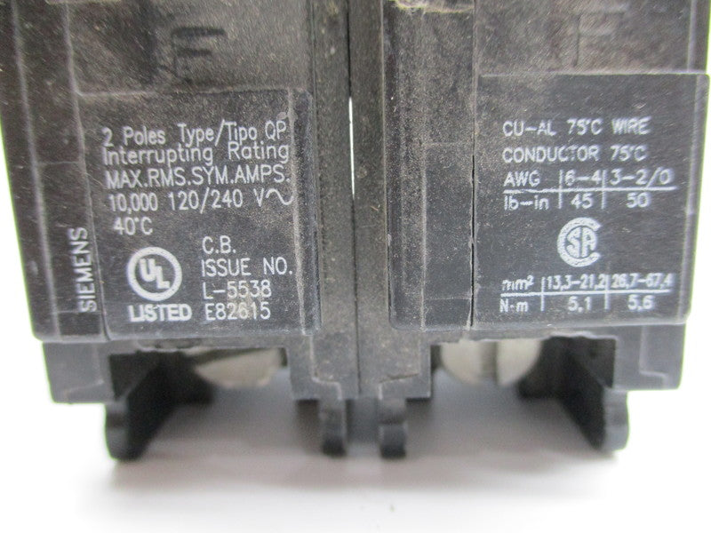 SIEMENS QP2125 CIRCUIT BREAKER 125A 120/240V UNMP