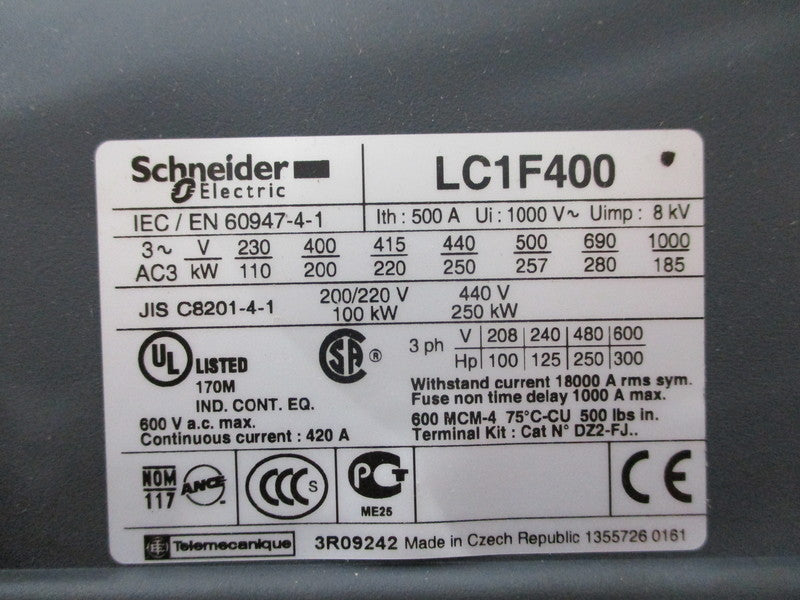 SCHNEIDER ELECTRIC LC1F400 600VAC NSNP