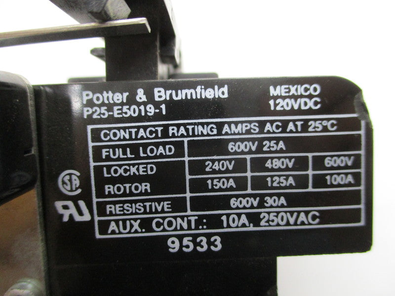 POTTER & BRUMFIELD P25-E5019-1 (AS PICTURED) 120VDC NSNP