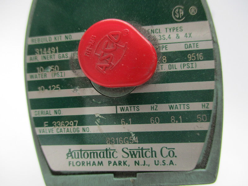 ASCO 8316G54 110-120V 10-125PSI 3/8" NSNP