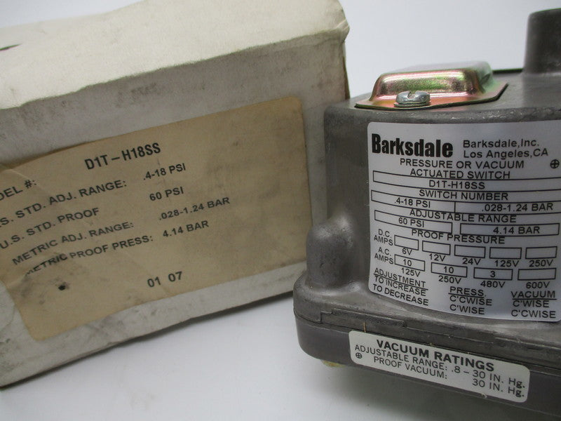 BARKSDALE D1T-H18SS 60PSI NSMP
