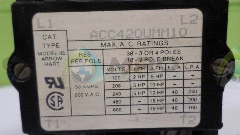 ARROW HART ACC420UMM10 RELAY *USED*