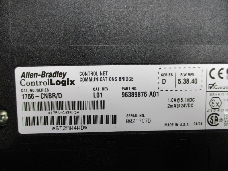 ALLEN BRADLEY 1756-CNBR SER. D F/W: 5.38.40 NSNP