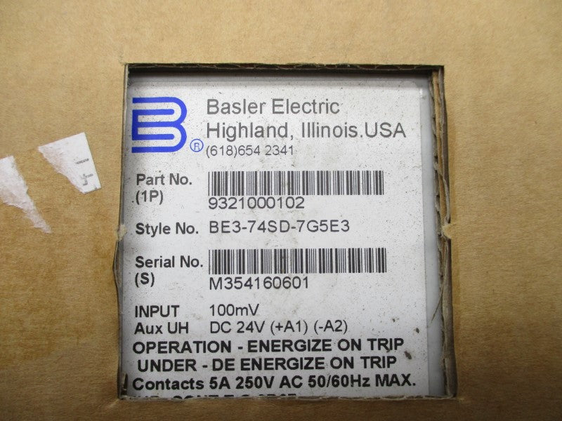 BASLER ELECTRIC BE3-74SD-7G5E3 NSMP