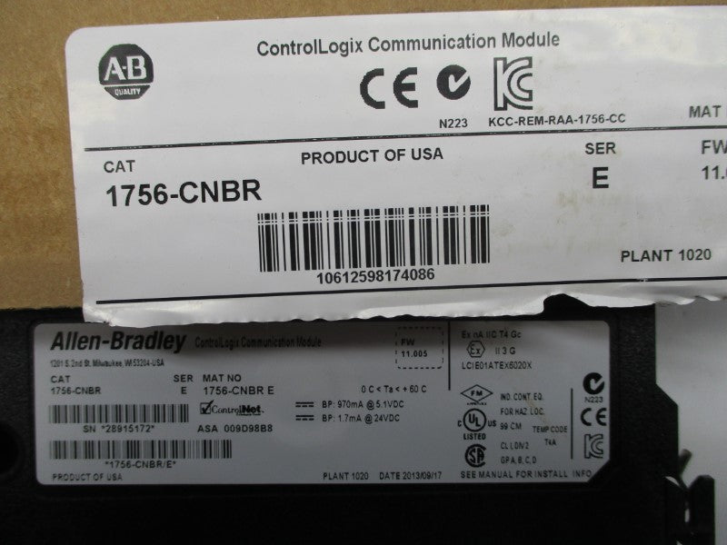 ALLEN BRADLEY 1756-CNBR SER. E F/W: 11.005 NSMP
