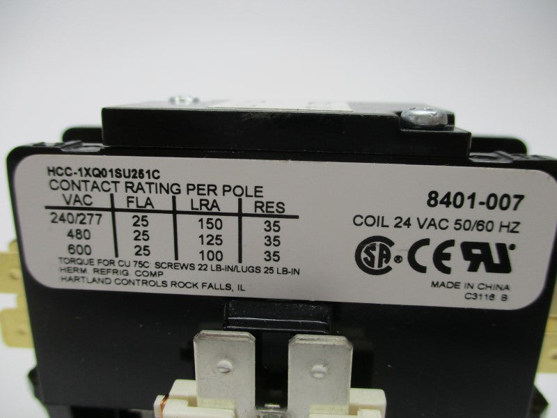 HARTLAND CONTROLS HCC-1XQ01SU251C 8401-007 25A 240/600VAC NSNP