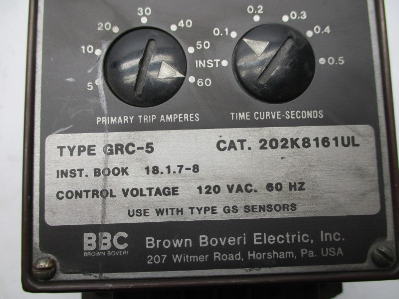 BROWN BOVERI ELECTRIC 202K8161UL GRC-5 120VAC UNMP