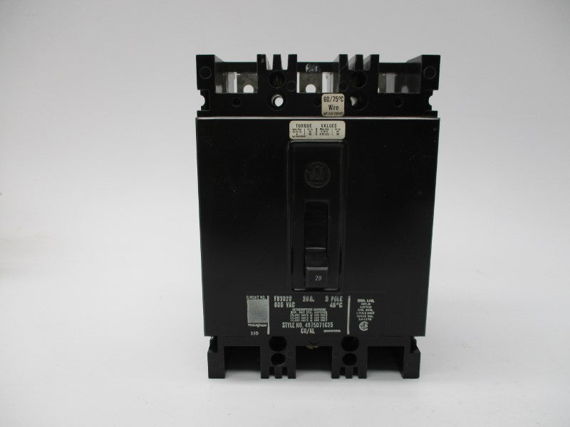 WESTINGHOUSE FB3020 20A 600VAC NSNP