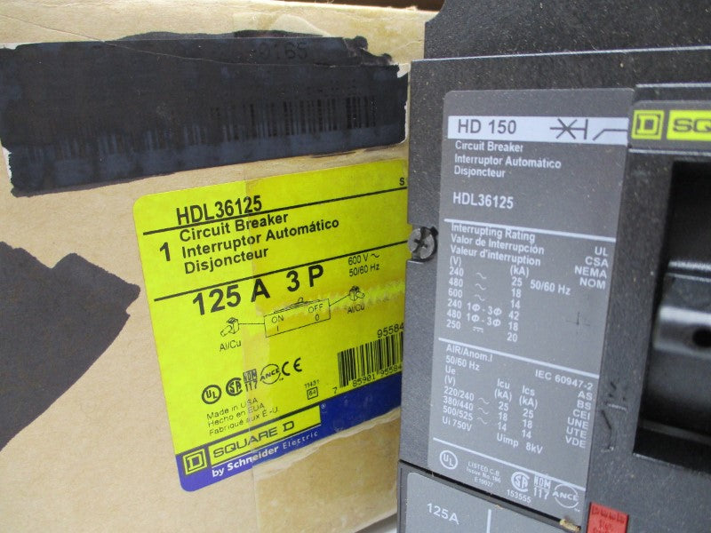 SQUARE D HDL36125 125A 600V NSMP