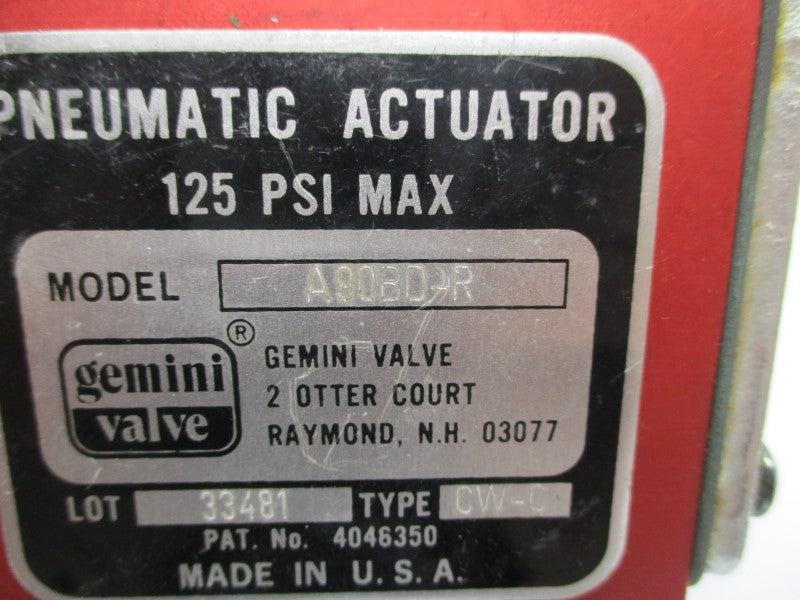 GEMINI VALVE A90BD-R UNMP
