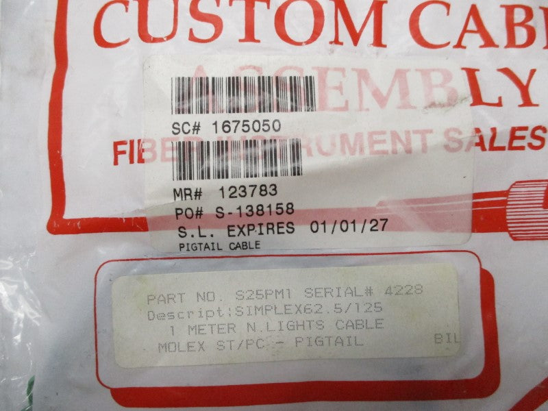 FIBER INSTRUMENT S25PM1 SIMPLEX62.5/125 NSMP