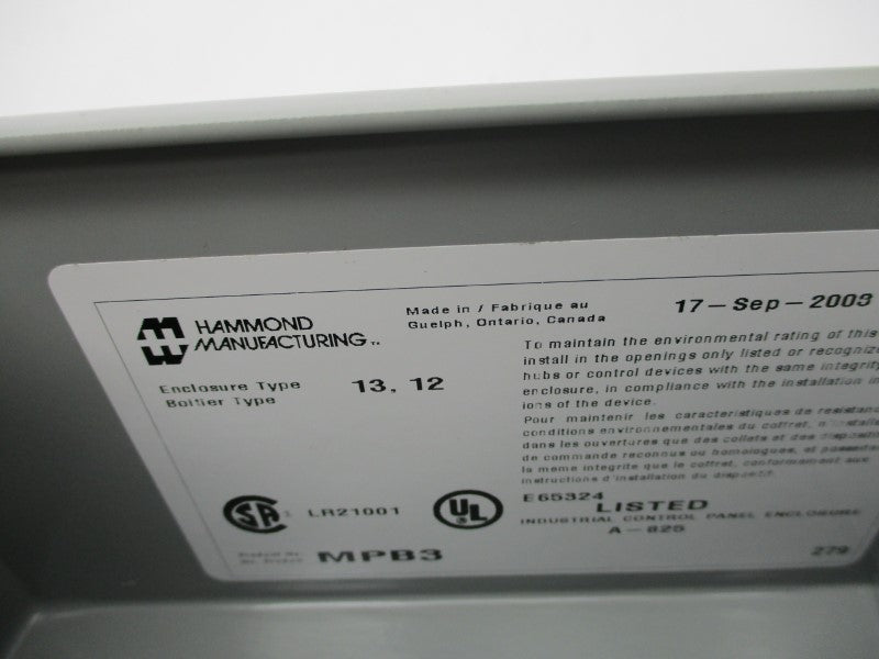 HAMMOND MANUFACTURING MPB3 NSNP