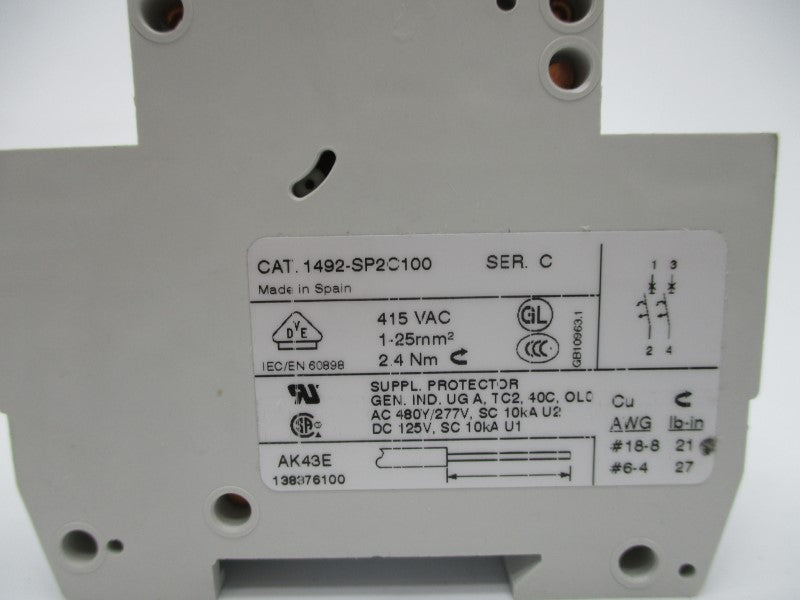 ALLEN BRADLEY 1492-SP2C100 SER. C 10A 415VAC NSNP