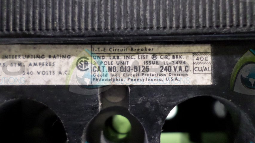 ITE QJ3-B125 CIRCUIT BREAKER *USED*