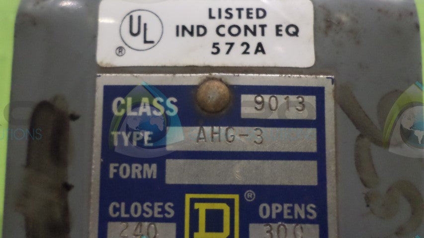 SQUARE D AHG-3 PRESSURE SWITCH *USED*