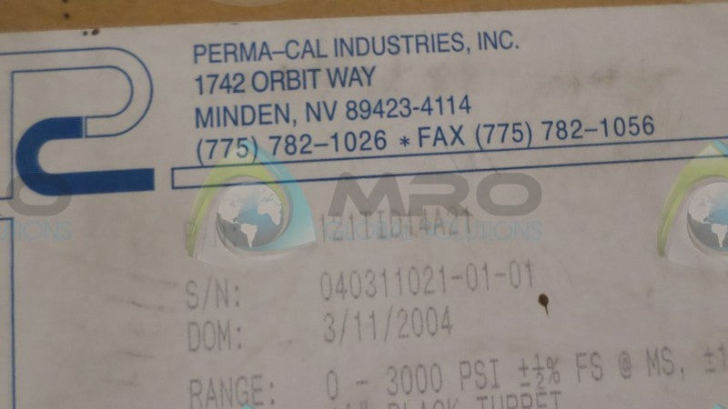 PERMA-CAL INC. 121TID14A21 PROCESS GAUGE * FACTORY SEALED *