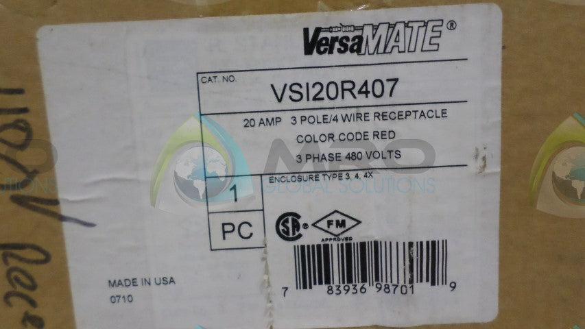 VERSAMATE VSI20R407 3-POLE WIRE RECEPTACLE *NEW IN BOX*