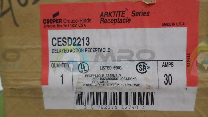 COOPER CESD2213 DELAYED ACTION RECEPTACLE *FACTORY SEALED*
