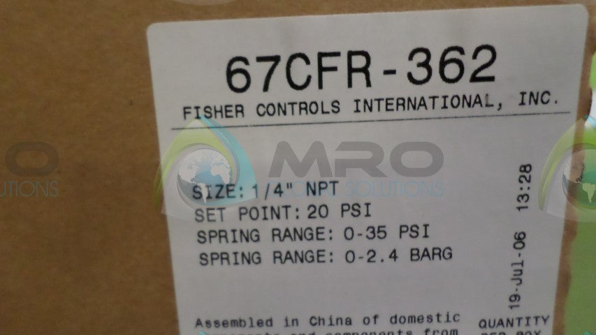FISHER 67CFR-362 PRESSURE REGULATOR *NEW IN BOX*