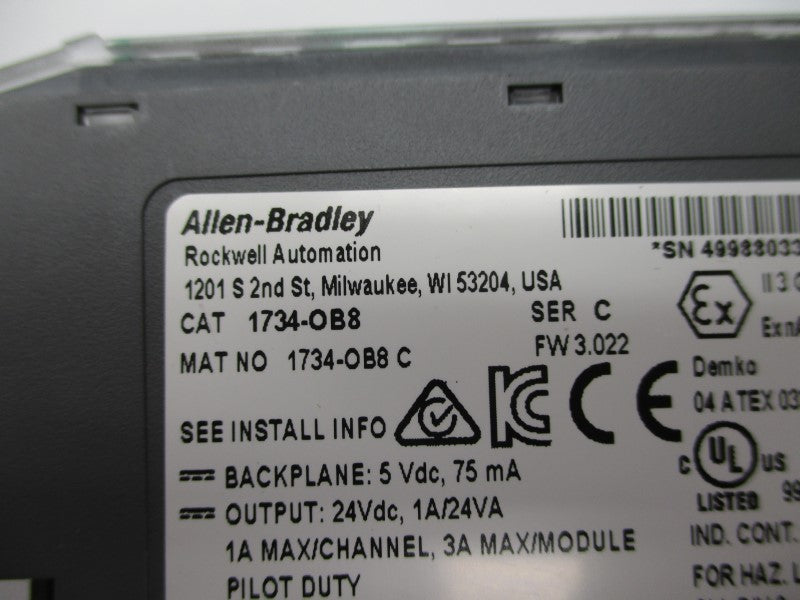 ALLEN BRADLEY 1734-OB8 SER. C F/W 3.022 UNMP