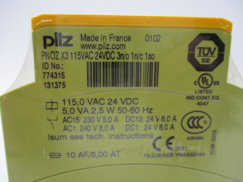 PILZ PNOZX3115VAC24VDC3/n/o1n/c1so NSNP