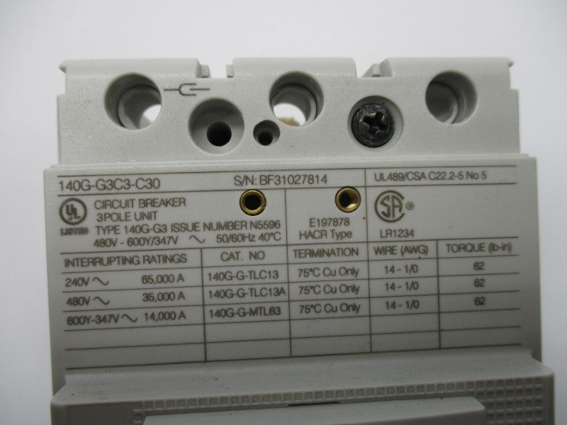 ALLEN BRADLEY 140G-G3C3-C30 30A 480V NSNP