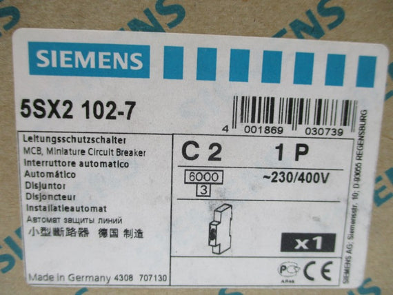 SIEMENS 5SX2-102-7 2A 230/400V NSMP