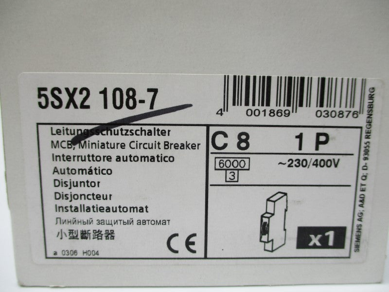 SIEMENS 5SX2-108-7 8A 230/400V NSMP