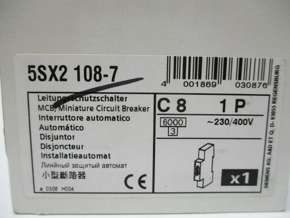 SIEMENS 5SX2-108-7 8A 230/400V NSMP