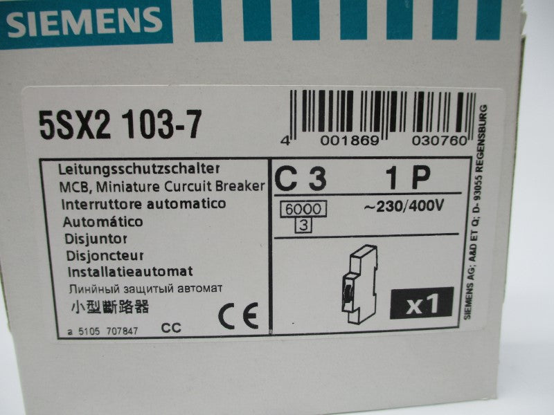 SIEMENS 5SX2-103-7 3A 230/400V NSMP